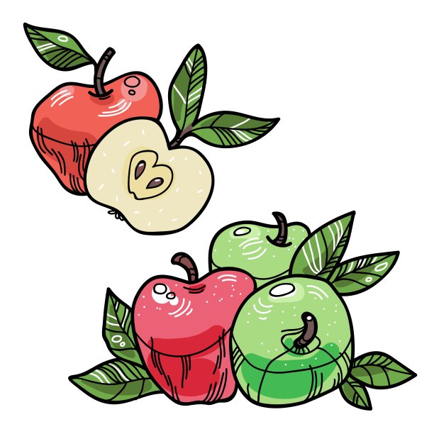 带叶子的病媒苹果图片下载