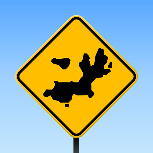 Terre-de-Haut岛地图上的路标。图片下载