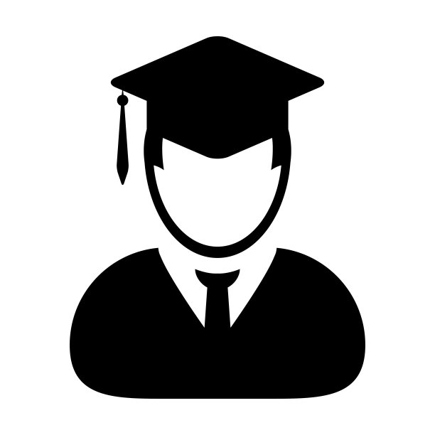 教育图标矢量男学生头像与毕业帽，代表学校、学院和大学的学位扁平彩色象形图图片下载