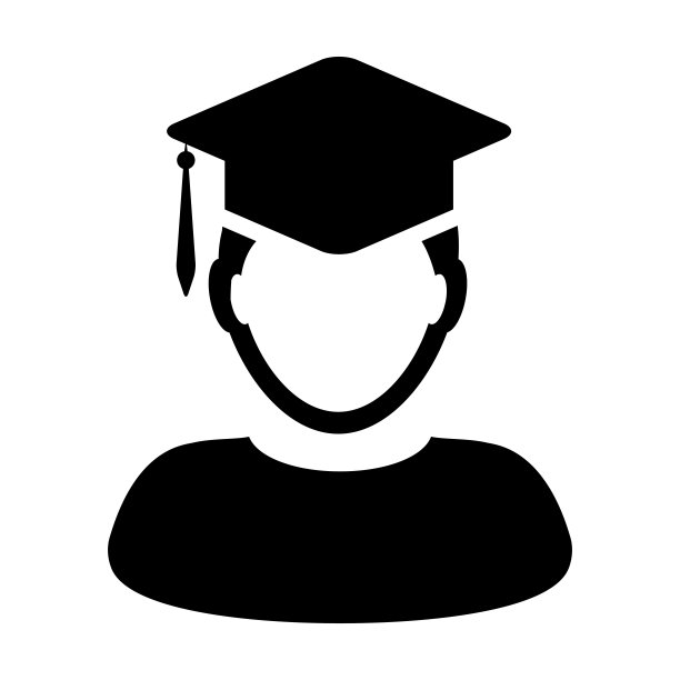 戴着毕业帽的男学生个人资料头像矢量图标，寓意学校、学院和大学学位，扁平彩色字形象形图图片下载