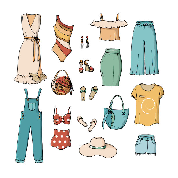 Vector夏季服装套装图片下载