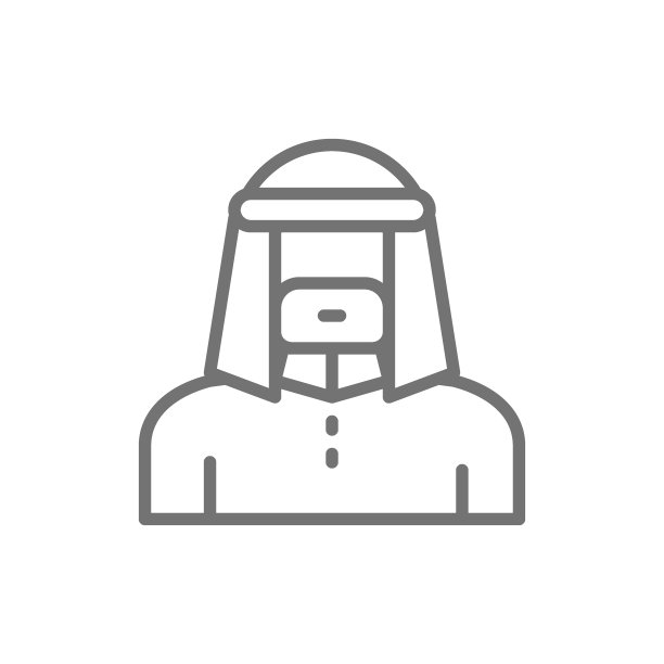穿传统民族服装的阿拉伯男人，贝都因线条图标图片下载