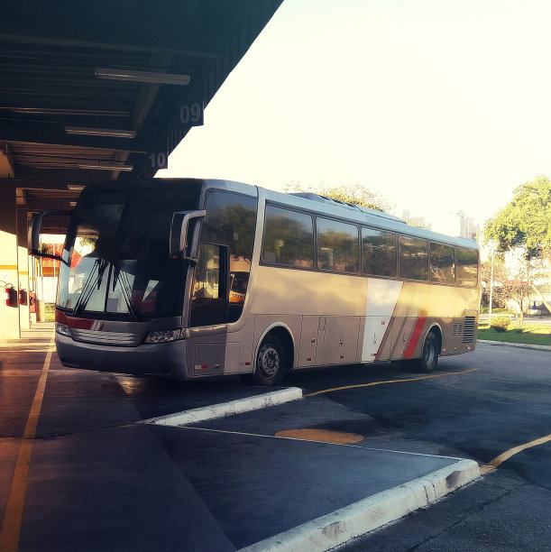 旅游巴士停在车站图片下载