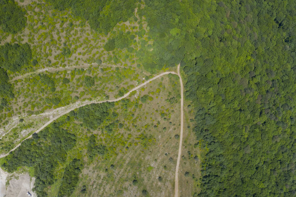 山径和乡村公路鸟瞰图图片下载