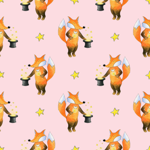 狐狸孩子们的无缝模式。hand-style图片下载