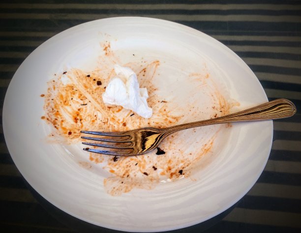 饭后剩下的脏盘子图片下载