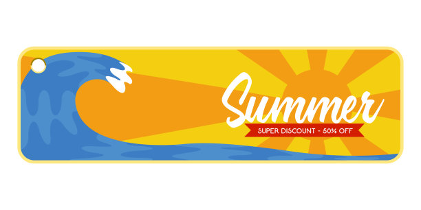 夏季销售标签与海浪图像图片下载