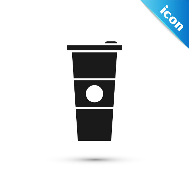 黑色的纸玻璃和水图标孤立在白色背景。苏打饮料的玻璃。新鲜冷饮的象征。矢量图图片下载
