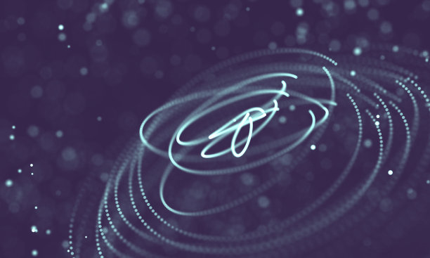 数据技术抽象未来插画。低聚形状与连接的点和线在黑暗的背景。3 d渲染。大数据可视化。图片下载