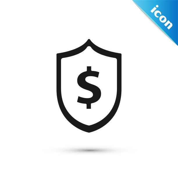 黑色盾牌与美元符号图标孤立在白色背景。安全罩保护。资金安全的概念。矢量图图片下载