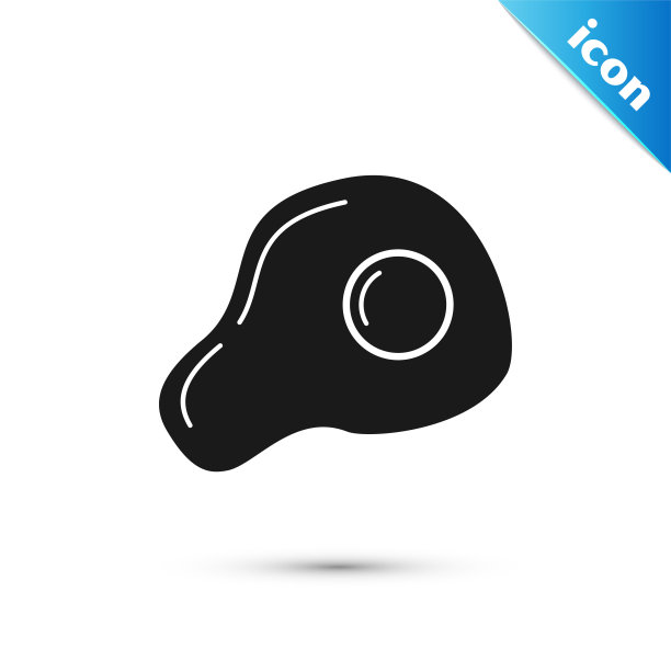 黑色炒蛋图标孤立在白色背景。家常菜、煎蛋、健康早餐、煎蛋卷。矢量图图片下载