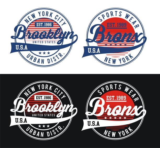 设置排版运动纽约市运动徽章t恤打印，矢量图片下载