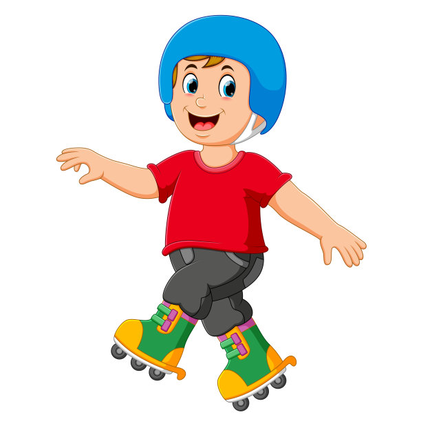 男孩在玩旱冰鞋，戴着头盔图片下载
