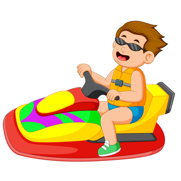 那个男孩正在骑水上摩托艇图片下载