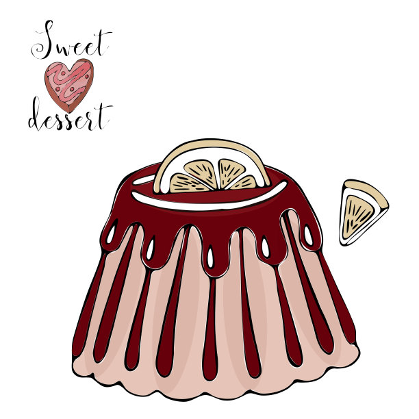 矢量隔离蛋糕或纸杯蛋糕，甜点着色图片下载