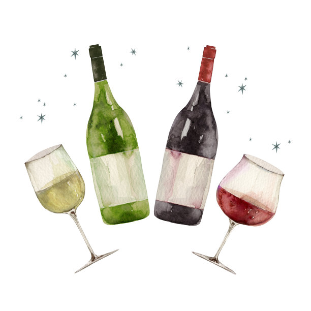 圣诞节红酒和白葡萄酒图片下载