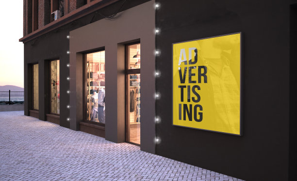 方形海报墙上的模型图片下载