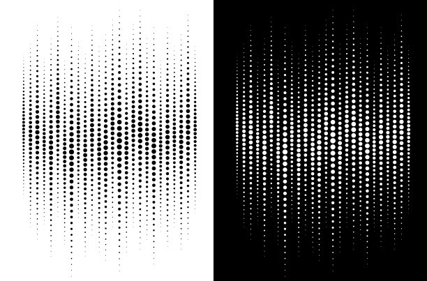 半色调渐变白色圆点纹理孤立的背景。Grunge背景模板使用半色调模式。声波。音乐音频节拍。均衡器设计元素。矢量插图。图片下载