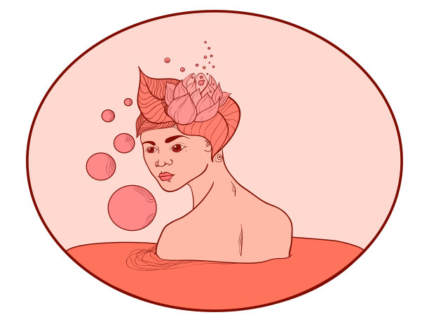 童话故事中的一个头上戴着莲花的年轻女子。图片下载