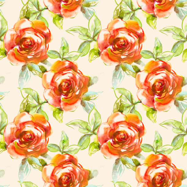 红玫瑰无缝图案。图片下载