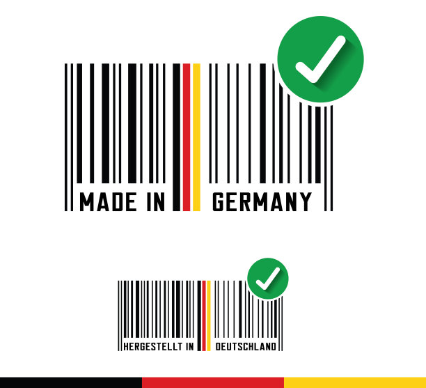 德国制造-带有条码和国旗的概念。图片下载
