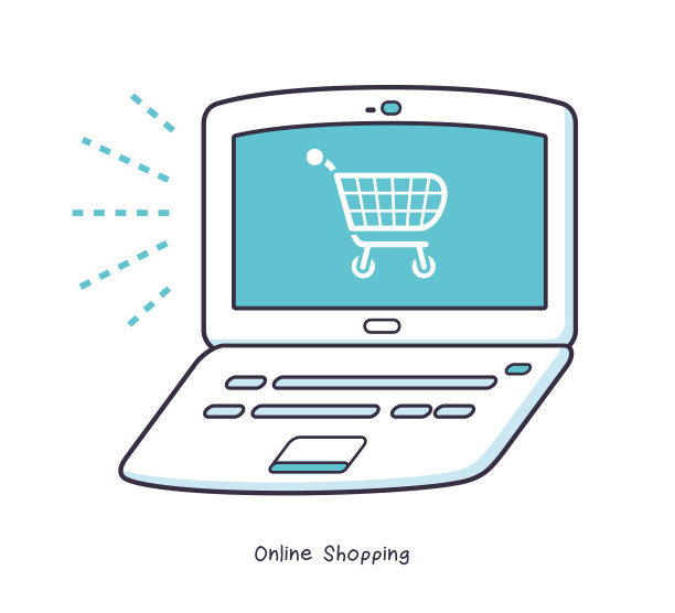 笔记本电脑与网上购物车图片下载