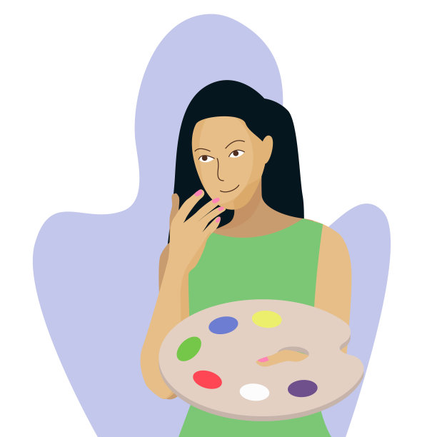 一个年轻的白人女艺术家拿着调色板图片下载