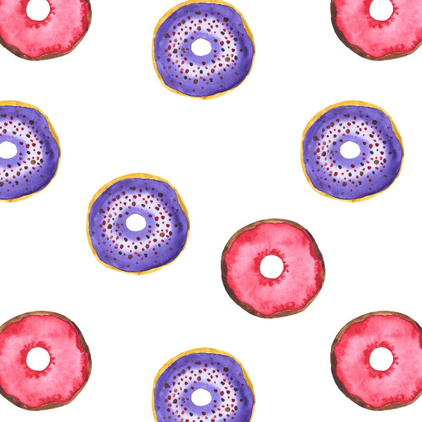 水彩甜甜圈套装。甜的点心。图片下载