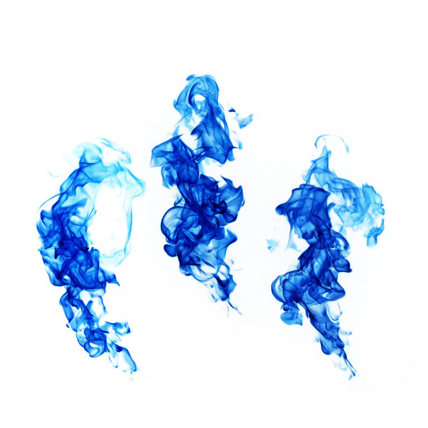设置蓝色火焰收集孤立的白色背景图片下载