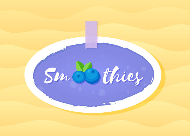 紫罗兰冰沙蓝莓鸡尾酒贴纸设计图片下载