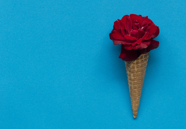 甜筒里的鲜红玫瑰图片下载