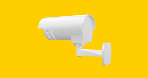 监控摄像机黄色3D渲染图片下载