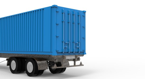 拖车集装箱隔离白色3D渲染图片下载