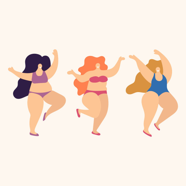 三个穿着泳衣的女孩在跳舞。图片下载