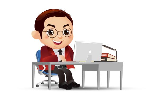 成功的商务人士喜欢在办公桌上使用笔记本电脑工作。业务概念说明图片下载