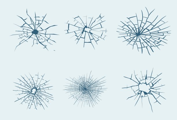 碎玻璃，裂缝，玻璃上的子弹痕迹。高分辨率。矢量插图。纹理玻璃与黑洞在西安背景图片下载