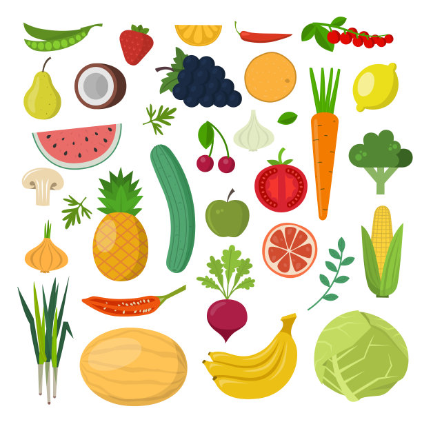 彩色蔬菜的明亮矢量插图。图片下载