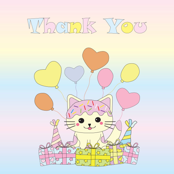 生日插图与可爱的小猫得到生日礼物和气球适合生日邀请卡图片下载