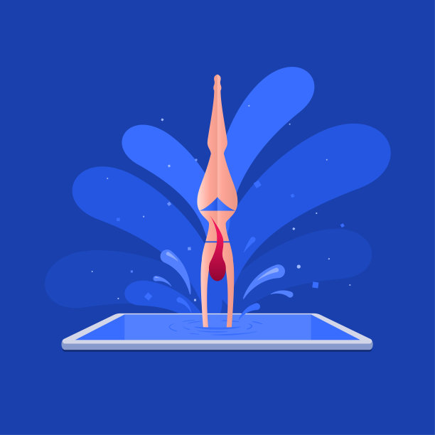 比基尼女郎在智能手机池里蹦蹦跳跳。图片下载