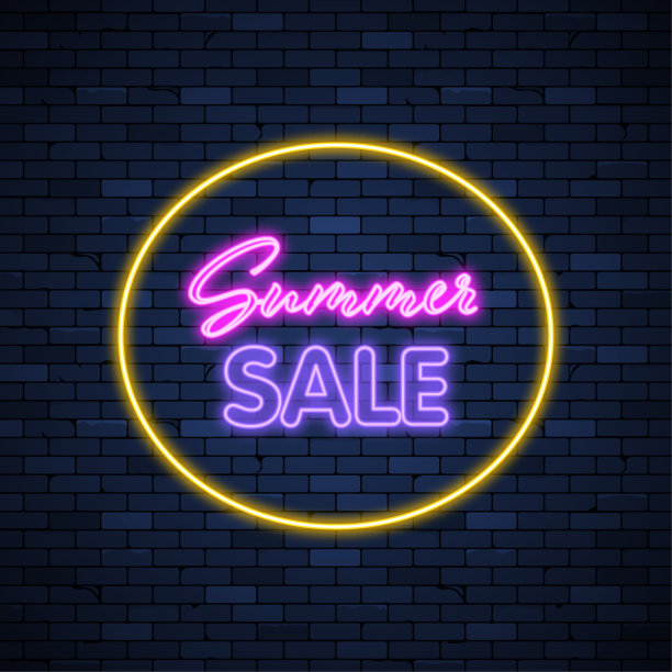 砖墙上的霓虹灯图片下载