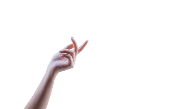 女人的手放在白色的背景上。图片下载