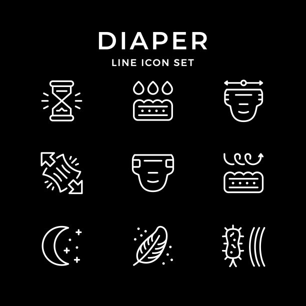 设置尿布的线条图标图片下载