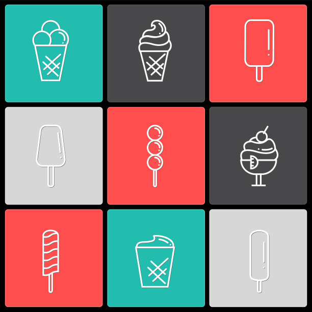 矢量冰淇淋套装图片下载
