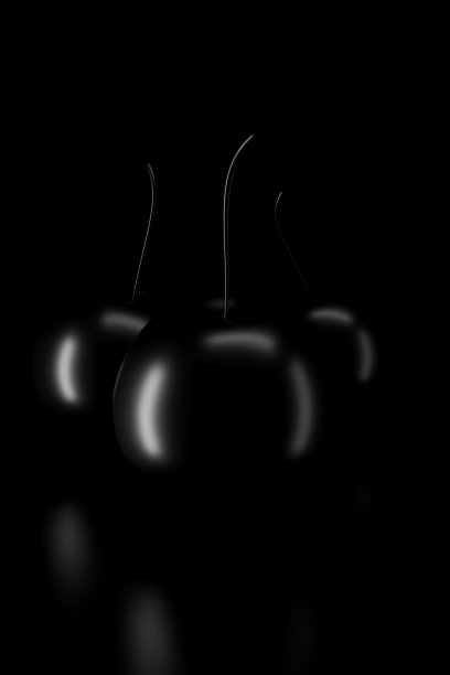黑暗中樱桃的光和影。3 d渲染。图片下载