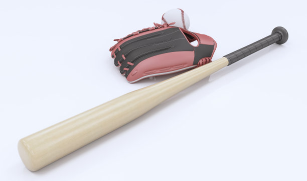 白色背景上的棒球棒，棒球手套和棒球图片下载