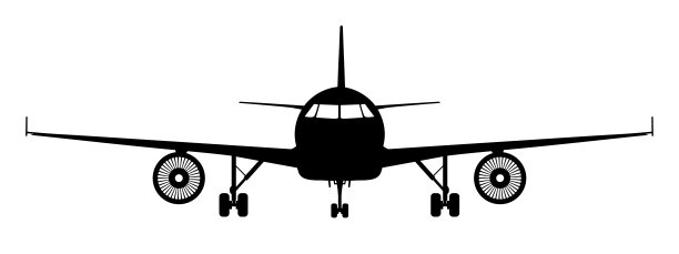 飞机图标，飞机的工业蓝图。客机前视-股票矢量图片下载
