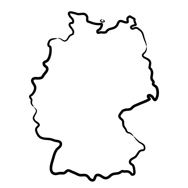 德国地图由黑色等高线笔刷在白色背景上不同粗细。矢量插图。图片下载