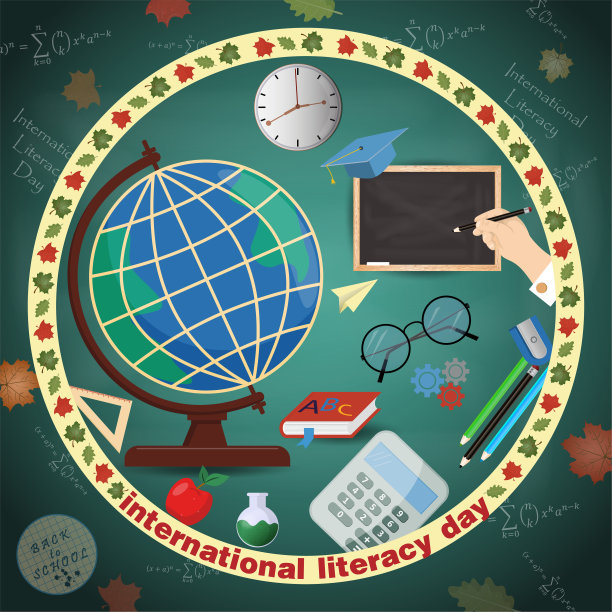 插画设计_8_on学校主题，国际扫盲日，回到学校，平面风格图片下载