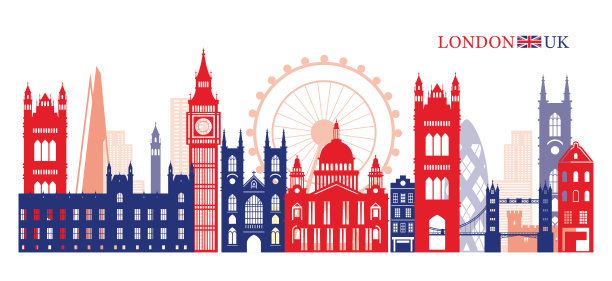 伦敦，英国和英国地标天际线图片下载