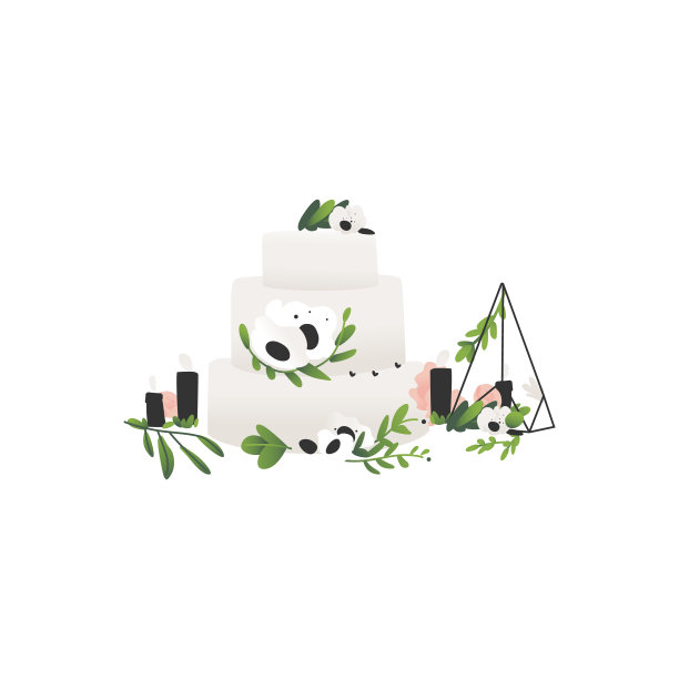 矢量婚礼仪式平面符号图标设置图片下载